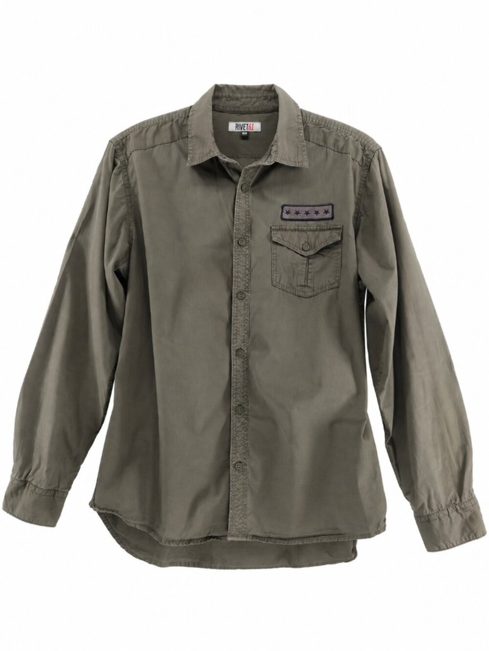 Button-Down Shirt, Military-Style, Olive Green, Unisex Size M